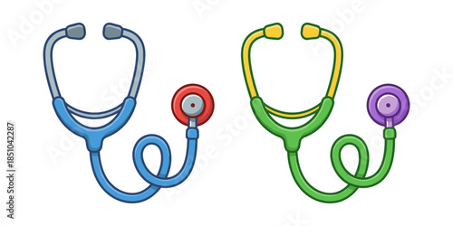 Stethoscopes flat cartoon vector illustration for medical health concept