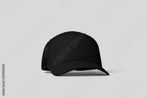 Realistic cap mockup. Blank trucker hat isolated on White background 