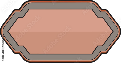 An isolated illustration depicts a reddish brown octagonal shape with a darker brown border showcasing a simple geometric design