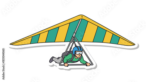 Cartoon Hang Glider Pilot Flying High