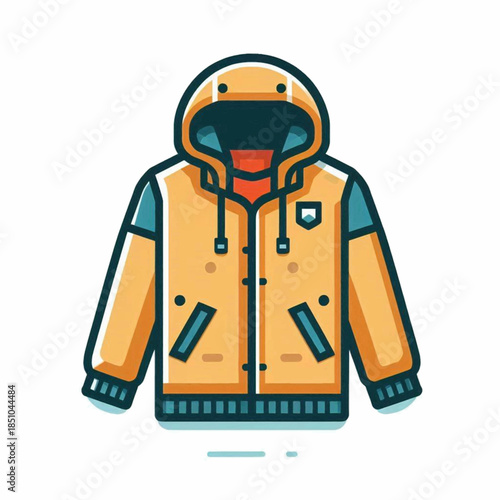Orange Hooded Jacket with Pockets and Logo.