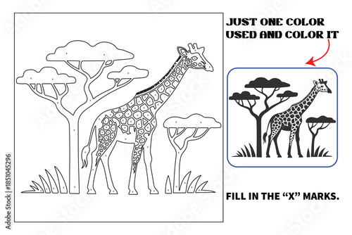 Animals monochrome coloring pages for all ages. just one pen, one color, and one page for Amazon book interior designs.  