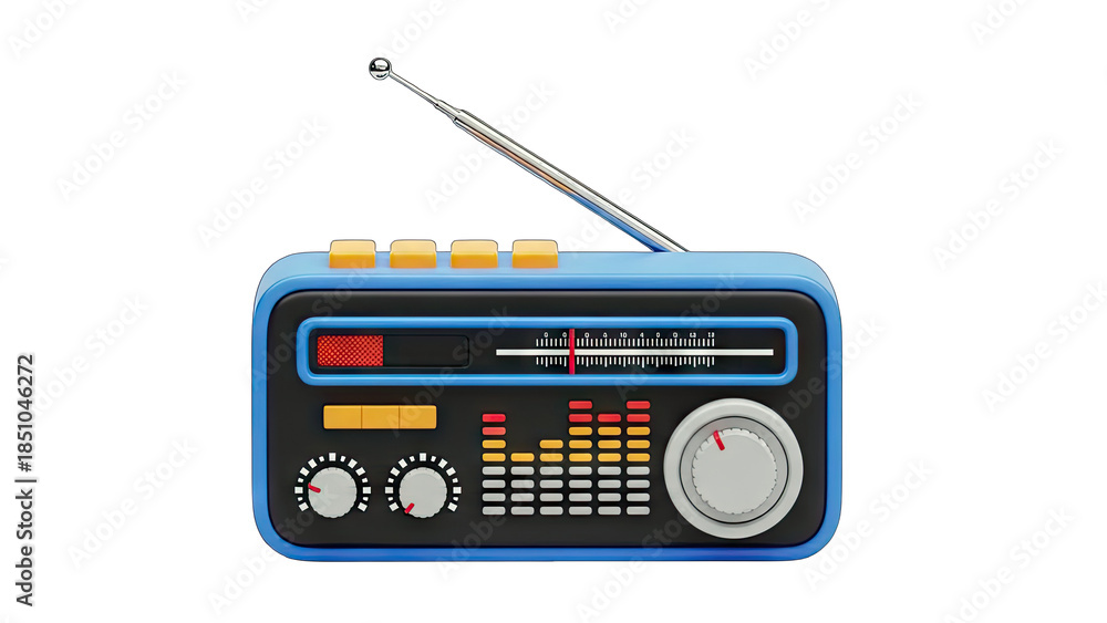 Fototapeta premium Retro Radio Receiver Isolated on White Background