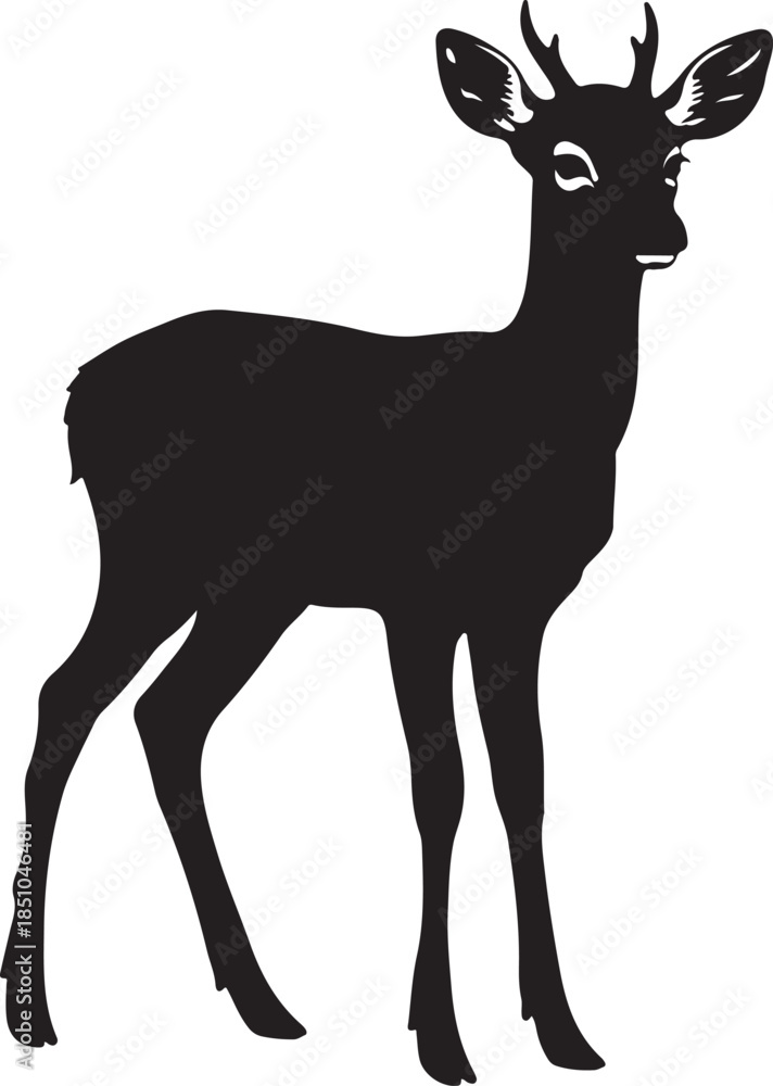 Fototapeta premium Cute Fawn Silhouette, Baby deer icon, Cute Dear Silhouette icon