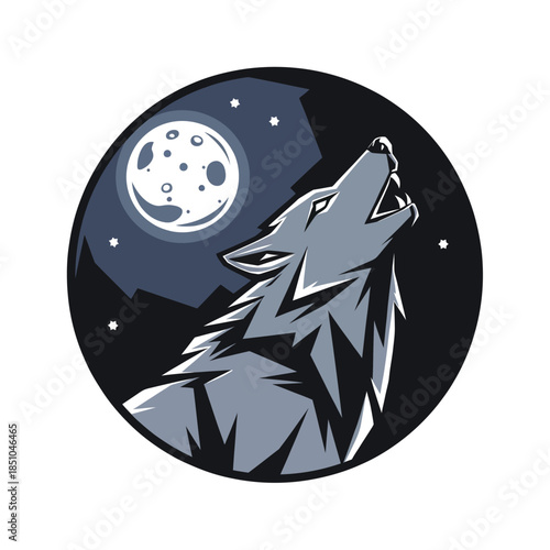 wolf head vector illustration in silhouette style