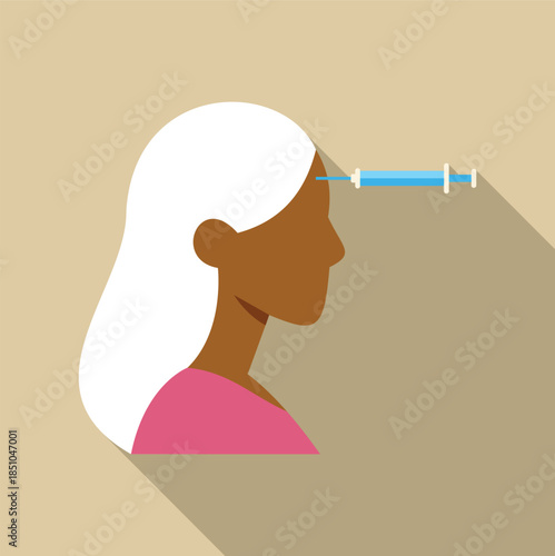 Woman receiving an injection in her forehead for beauty and skincare