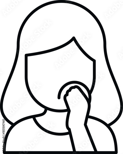 Woman coughing or sneezing, covering mouth with hand protecting others