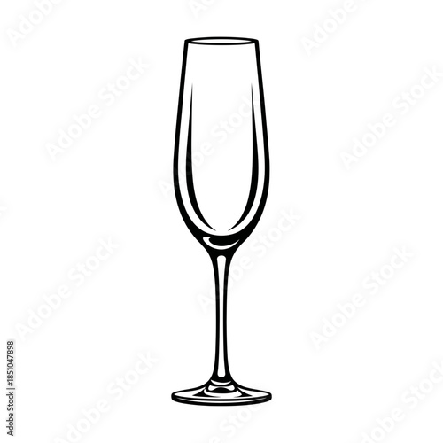 Elegant empty champagne flute glass for sparkling wine celebration