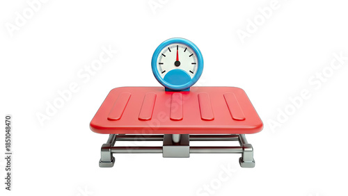 Red Scale Measuring Weight on White Background