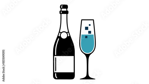 Champagne Bottle and Flute Glass Icon
