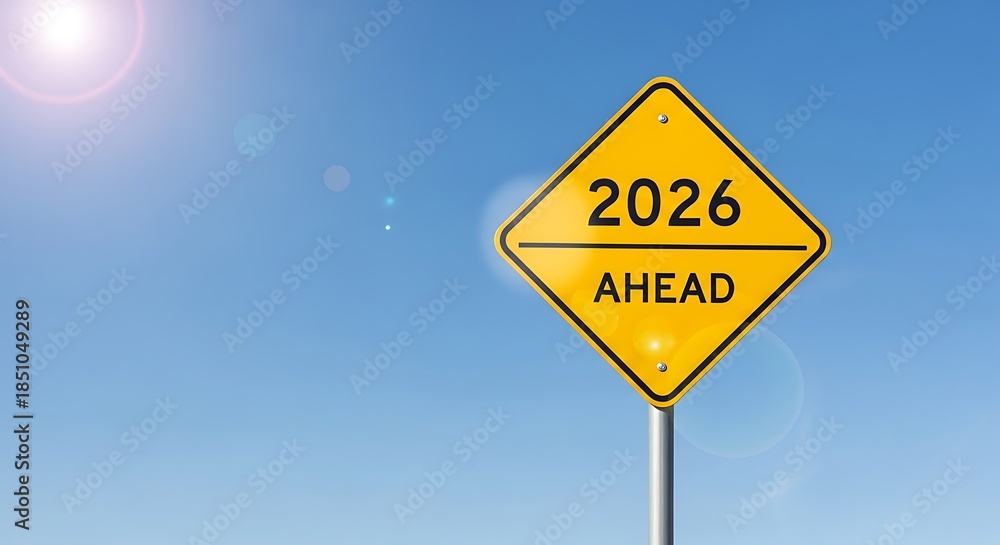 Naklejka premium New year 2026 ahead sign on road