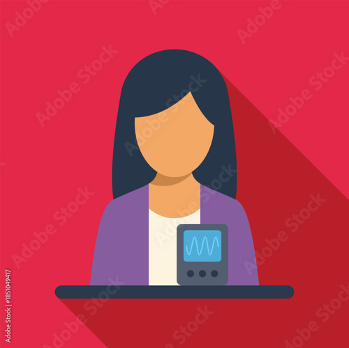 Woman doctor or medical professional presenting a heart rate monitoring device with a cardiogram wave