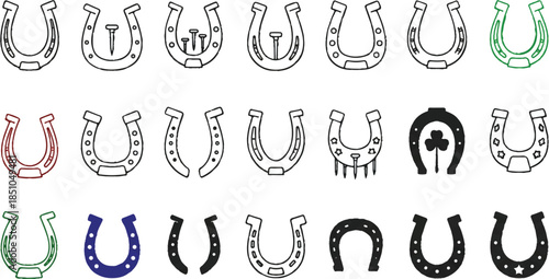 Looking at a grid of “horseshoe” icons—they all convey the same basic metaphor but are rendered in different styles so you can choose the one that best fits your visual design, theme, or interaction s