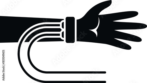 Human arm integrating wires at the wrist symbolizing future connection and bionic implant