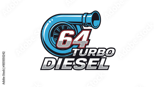 64 Turbo Diesel Logo - Automotive Performance Engine Power Graphic Design logotypelogoicon.