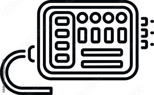 Electrical junction box showing circuit connectivity as a technology icon