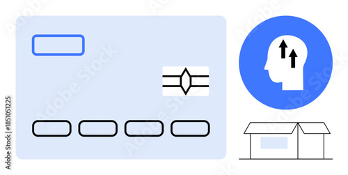 Financial transactions. Credit card linked to payment processing and commerce. Financial transactions simplified through retail and strategy. Useful for e-commerce, banking, finance, innovation