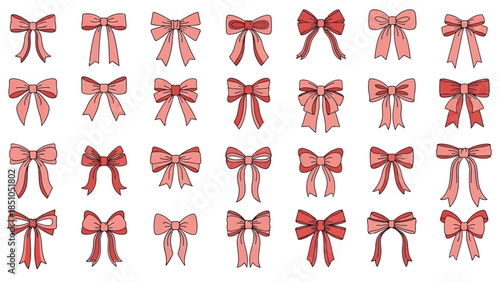 Collection of Elegant Ribbon Bows in Various Shades for Crafting and Decoration