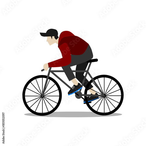 flat design cyclist man riding a bicycle