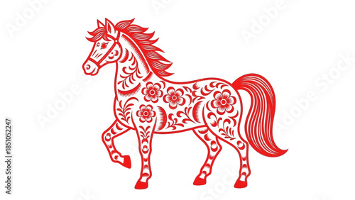 2026 chinese new year design featuring a horse zodiac illustration