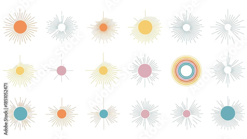 Colorful radiant sun bursts