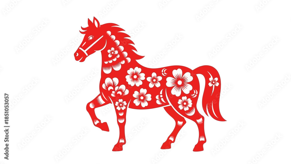 Fototapeta premium 2026 chinese new year design featuring a horse zodiac illustration