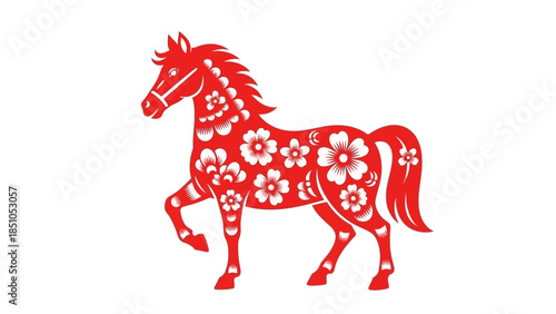2026 chinese new year design featuring a horse zodiac illustration