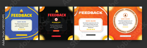 Customer feedback testimonial social media post web banner template Bundle. Customer feedback review or testimonial design