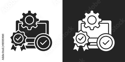Automated Grading Icon In Black And White Glyph Style