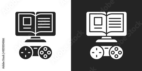 Gamified Learning Icon In Black And White Glyph Style
