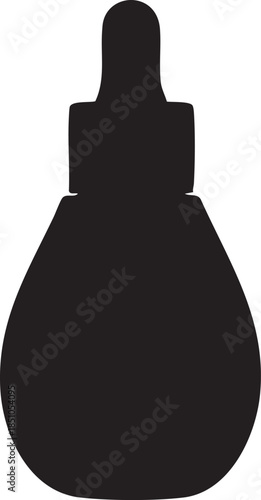 A black silhouette of a pear shaped bottle with a stopper on transparent background