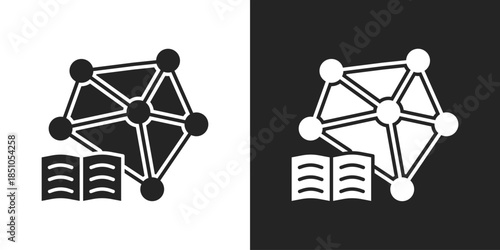 Neural Networks Icon In Black And White Glyph Style