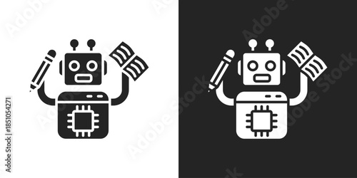 Educational Robotics Icon In Black And White Glyph Style