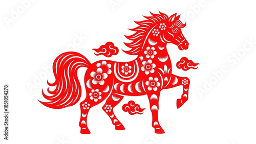 2026 chinese new year design featuring a horse zodiac illustration