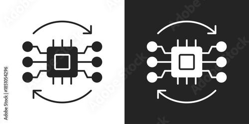 Algorithms Icon In Black And White Glyph Style