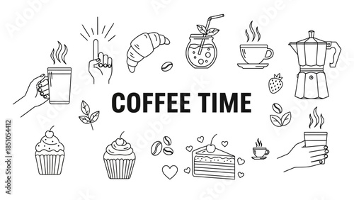 Inviting Coffee Break Scene with Cupcakes and Fresh Brewed Coffee