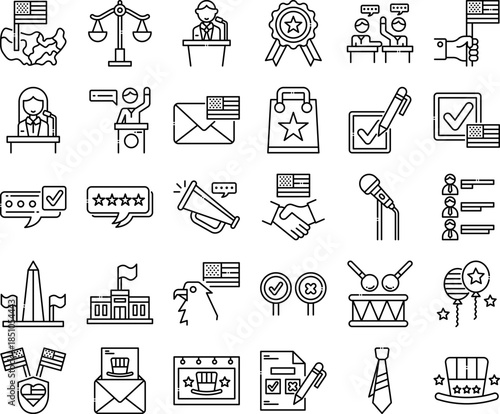 US Presidential Vector Glyph Icon Set