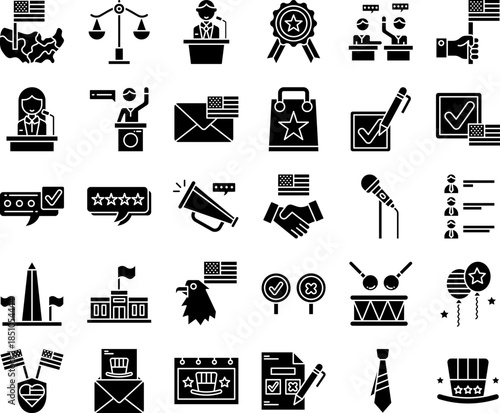 US Presidential Vector Outline Icon Set