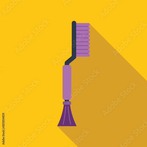 Cleaning brush tool with handle and bristles on a yellow background