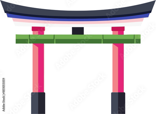Japanese Torii Gate Flat Vector Illustration Traditional Shinto Shrine Symbol Minimal Pastel Style