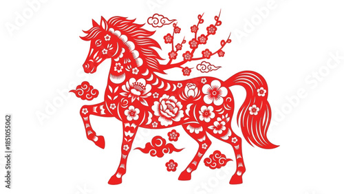 2026 chinese new year design featuring a horse zodiac illustration