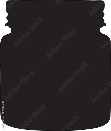 Silhouette of a glass jar isolated on transparent background