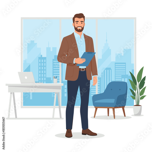 Professional Businessman in Modern City Office