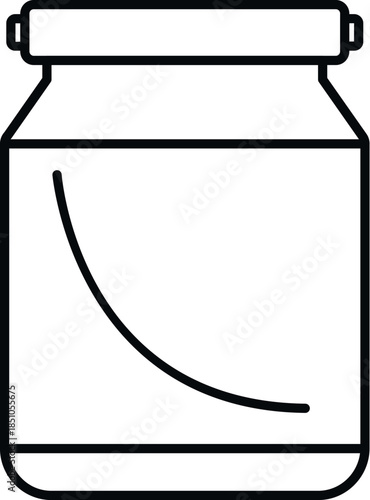 Simple line art drawing of a glass jar with lid for food storage