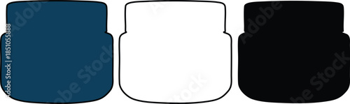 Three colored jars isolated on white background