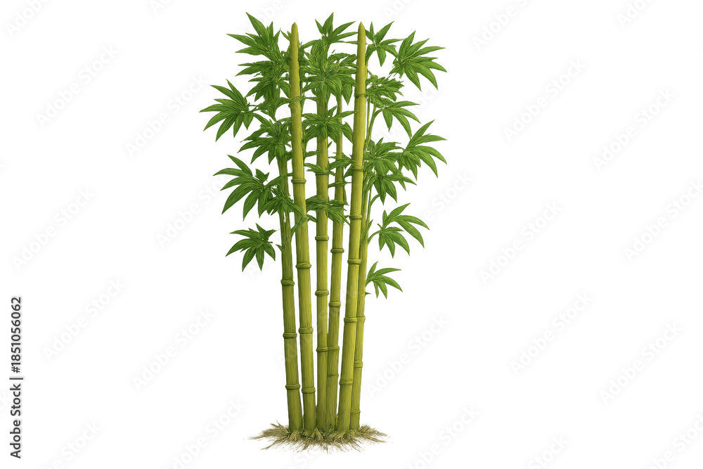 Obraz premium Bamboo grove growing with green stalks and leaves, representing nature, ecology, and asian culture on transparent background