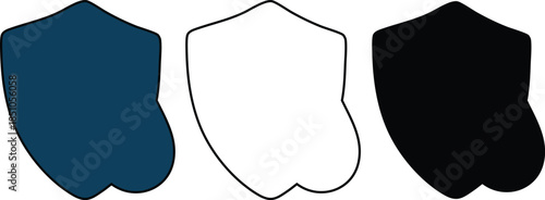 Three Shields Icon Set in Various Colors and Styles