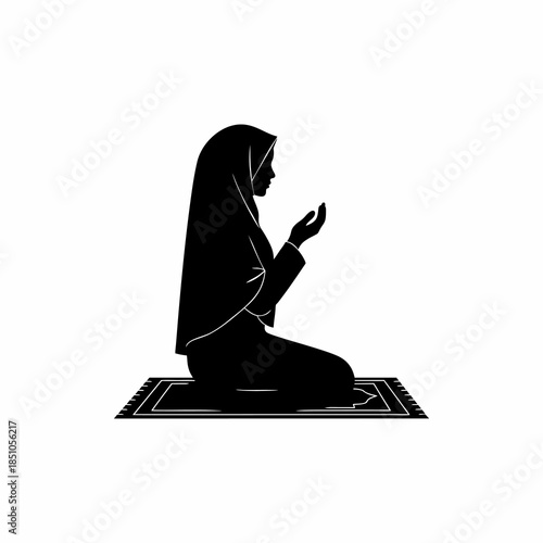 silhouette of a Muslim woman praying, Ramadan concept design
