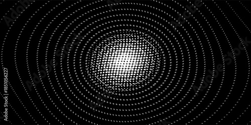 Vector spiral background with sparkles. White spot lights background.