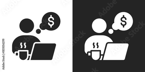 Gig Economy Icon In Black And White Glyph Style